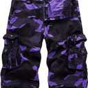 Mens Cargo Shorts Cotton Multi-Pocket Outdoor Camouflage Cargo Shorts (30)