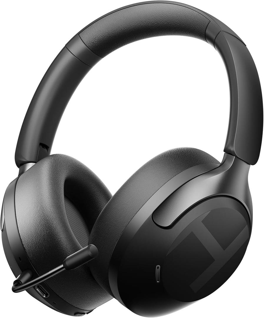 HAYLOU S40 Noise Cancelling Headphones Over Ear, 50dB Hybrid ANC with Multiple Modes, LDAC Hi-Res Wireless Audio, 90H Playtime, Custom EQ via App, Bluetooth 6.0 Multipoint Connect, 5 HD Mics Call (Black)