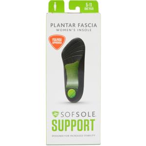 Sof Sole Plantar Fascia Insoles (FSA&HSA Eligible) - 3/4 Length, Gel in Heel- Support in Arch, For Women (5-11, Black)
