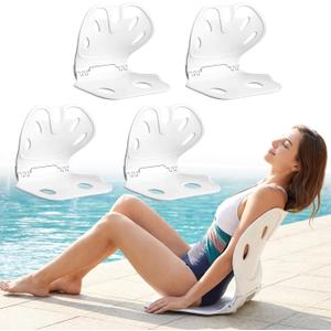 Sliner 4 Pack Portable Poolside Chair Lightweight Adult Foldable Flip Chair with Back Support for Pool Beach Camping Stadium Boats Tailgates (White, M)