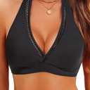 Tempt Me Women Halter Bikini Top - Padded Swimsuit Top V Neck Bathing Suit Tops Only, XL