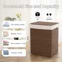 OIAHOMY Laundry Hamper with Lid, 90L(23.8 Gal) Large Wicker Laundry Basket for Bedroom, Handwoven Paper Rope Clothes Hamper with Washable Liner & Metal Frame, Decorative Organizer for Bathroom Brown