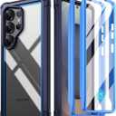 Poetic Guardian Case for Samsung Galaxy S25 Ultra 5G 6.9" (2025) [20 FT Mil-Grade Drop Tested], Built-in Screen Protector [Work with Fingerprint ID], Full Body Rugged Shockproof Case, Blue/Clear