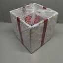 Christmas Lighted Best Gift Boxes Surprise,50 Warm White LED Lights.White Snowflake Velvet Gift Box&Red Bow,Turned On,Top of The Box Opens to Reveal Santa Claus.Indoor Christmas Home Yard Lawn Decor.