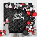 Shimmer Wall Backdrop Black Square Sequin Wall Panel Backdrop Decor for Wedding, Anniversary, Birthday, Party, 36 Panels