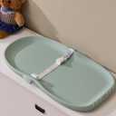 Luxury Little Portable EVA Baby Changing Pad Waterproof Changing Pad for Diaper Changes,Dressing,Baby Massage & Moisturizer Application,Soft & Non-Slip, Adjustable Safety Belt, Penguin Design,Green