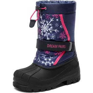 DREAM PAIRS Boys & Girls Mid Calf Water-Resistant Winter Snow Boots for Toddler/Little/Big Kid,Size 11 Little Kid,Navy/Fuchsia,KAMICK
