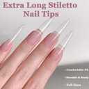 5 x 504Pcs Extra Long Stiletto Nail Tips, 12 Sizes Pre Shaped Stiletto Press On Nails Full Cover Soft Gel Nails Clear Fake Nails Tips for Nail Extension Home DIY Nail Salon with Box