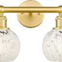 Lighting White Mouchette - 2 Light Bath Vanity in Modern Style-10.25 Inches Tall and 15 Inches Wide-Satin Gold Finish