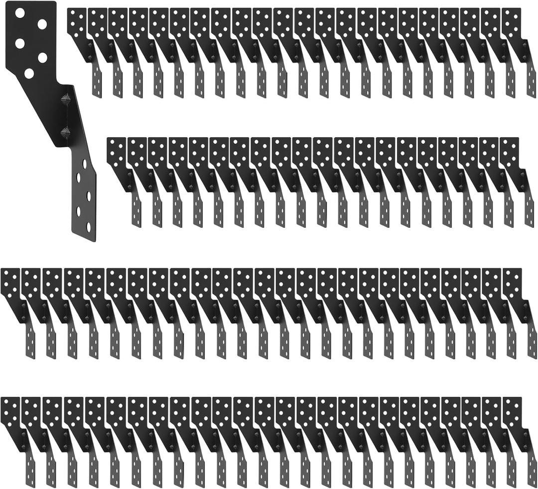 Hurricane Straps Brackets 100 PcsHurricane Tie with Black Powder-Coated,Hurricane Straps Trusses/Rafters Ties