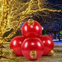 Jetec 4 in 1 17.7 Inch Giant Inflatable Christmas Ball PVC Christmas Ornaments Ball Connected and Fixed Outdoor Indoor Decorations Xmas Blow up Ball for Yard Lawn Holiday(Red)