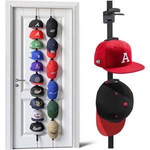 Hat Rack for Door - Two-Way Hanging Caps with Display Hooks and Hanger, Hat Organizer for Baseball Caps, Over the Door Hat Storage Organizer for Bedroom, Entrance or Garage Doors - 2 Packs