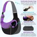 Pawaboo Dog Sling Carrier, Hand Free Breathable Mesh Bag for Puppy Cat, Drawstring Dog Papoose with Adjustable Strap and Pocket, Crossbody Satchel Dogs Purse for Outdoor Travel, L, Deep Purple