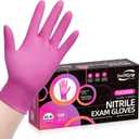 Powder-Free Nitrile Gloves, 3-mil, Disposable Nitrile Gloves, Latex-Free, Powder-Free - Pink/Fuchsia (Large)