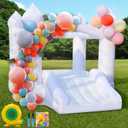 White Bounce House for Kids: Portable Inflatable Bouncy House with Blower for Indoor Outdoor Birthday Party, Wedding - Small Bouncy Castle with Slide and Storage Bag for Kids 3-6