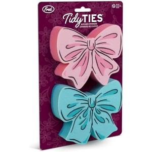 Genuine Fred Tidy Ties Coquette Bow Sponges, Set of 2, Pink and Blue, Durable Layered Sponges, Girly Coquette Kitchen Accessory, Gift-Ready Packaging