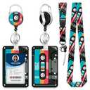 Lanyards for ID Badge Holder for Women Cute, Teacher Lanyard with ID Holder Clip,Retractable Keychain Badge Reel Heavy Duty, Teacher Nurse Work Office Gifts (#32：Black Tape)