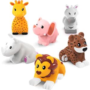 Tub Works Savanna Mold Free Bath Toys, 6 Pack | Sealed, No Hole Bath Toys Design Keeps Moisture Out | Soft, Squeezable & Float on Water | Easy-Grip Baby & Toddler Bathtub Toys | Great Baby Pool Toys