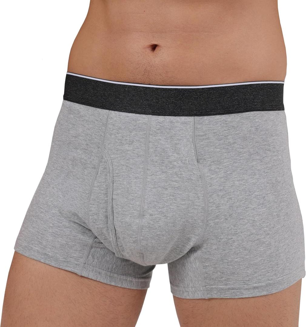 AIRCUTE Men Urine Incontinence Underwear Fly Front Opening Absorbent Leak Proof Boxer Briefs for Leakage Dribbles (Small, Gray)