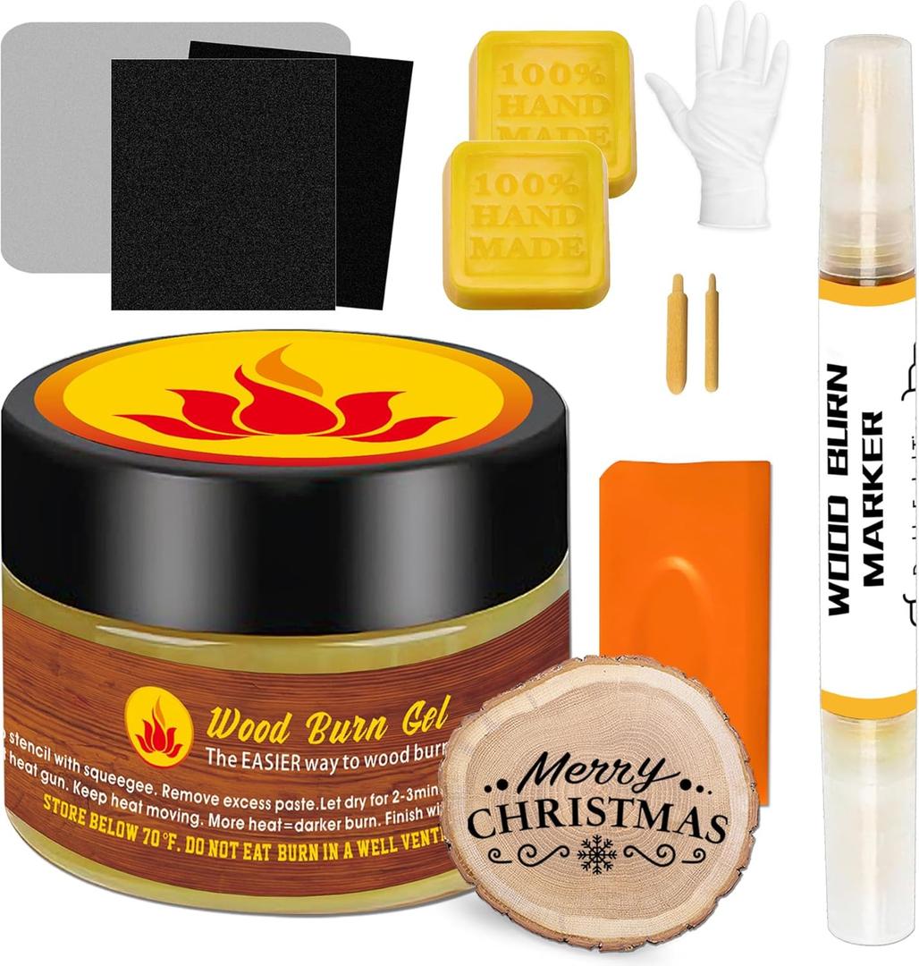 1DFAUL Wood Burn Paste Pen Kit, 4OZ Wooden Burning Gel, Double Sided Wood Burn Marker Kit for DIY Beautiful Wooden Burning in Minutes, Perfect for Beginners Handmade Meaningful Gifts