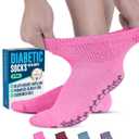 Doctor's Select Diabetic Ankle Socks with Grippers for Men and Women - 4 Pair 1/4 Length Neuropathy Socks for Women (Large)