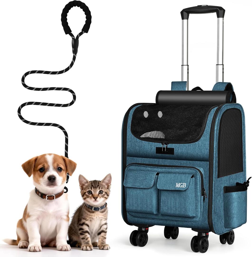 MGB Foldable Pet Carrier with Wheels, Denim Blue (Not for Airline)
