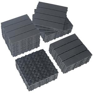 Plastic Interlocking Deck Tiles 36 Pack 12"x12" | Non-Slip Tool-Free Waterproof Outdoor Flooring All Weather Use Patio Floor Decking Tiles for Porch Poolside Balcony Backyard Garden | Dark Grey