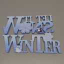 COCHIE Wooden Winter Let It Snow Sign, Snowflake Winter Decorations for Home, Office, Shelf, Mantel, Indoor, Blue White Wood Table Top Party Decor (Blue)