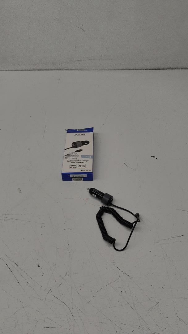 ZGEAR Fast Charge Car Charger with USB Port and built-in Lightning Tip cable