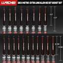 LLNDEI 3/8-Inch Drive Extra Long Allen Hex Bit Socket Set 19PCS- Standard SAE & Metric (1/8"-3/8", 3-12mm), CR-V&S2 Alloy Steel, Durable Tool Accessories Kit for Mechanics