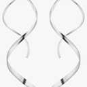 Handmade Spiral Threader Earrings, Sterling Silver, Hypoallergenic Twisted Pull Through, Drop Dangle Earrings for Women - Silver & Gold
