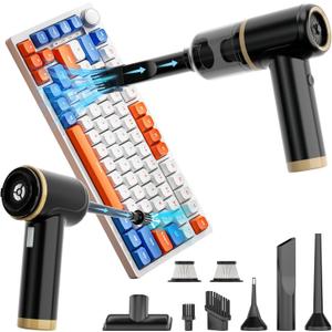 LAZYROSY Handheld Car Vacuum Portable Cordless, 20000PA High Power 4 in 1 Vacuum Cleaner & Air Duster & Air Blower with 4000mAh Brushless Motor and Multi-Nozzles for Car, Home, Office, Camping, Pet