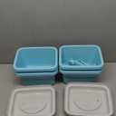 4 Pack Storage Latch Bins with Lids/Handle, Plastic Storage Containers (Blue)