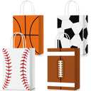 TaoBary 24 Pcs Sports Party Favor Bags Football Baseball Goodie Treat Gift Bags with Handles for Soccer Basketball Baseball Sports Themed Birthday Party Decoration Kids Baby Shower Supplies