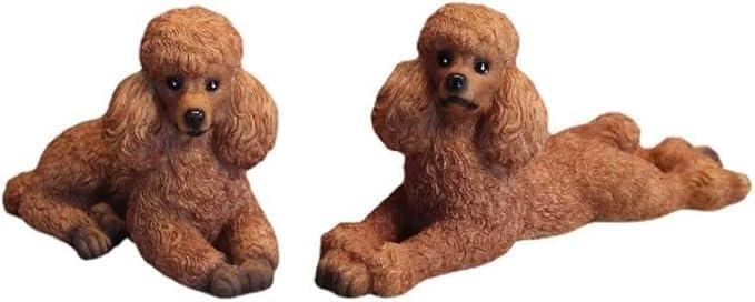 ENESEA Mini Landscape Ornaments, Mini Fairy Garden Set, Poodle Figure, Decoration, Fairy House, Ornament, Miniature Animals, Landscapes, Tiny Miniatures, Suppliers (Beige) (Color : Bruin)