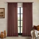 Brown Red Linen Pinch Pleated Curtains 102 Inches Long for Living Room Pleated Drapes Hooks Back Tab Thick Linen Textured Boho Farmhouse Country Terracotta Maroon 102 Inch Curtain for Dining Bedroom