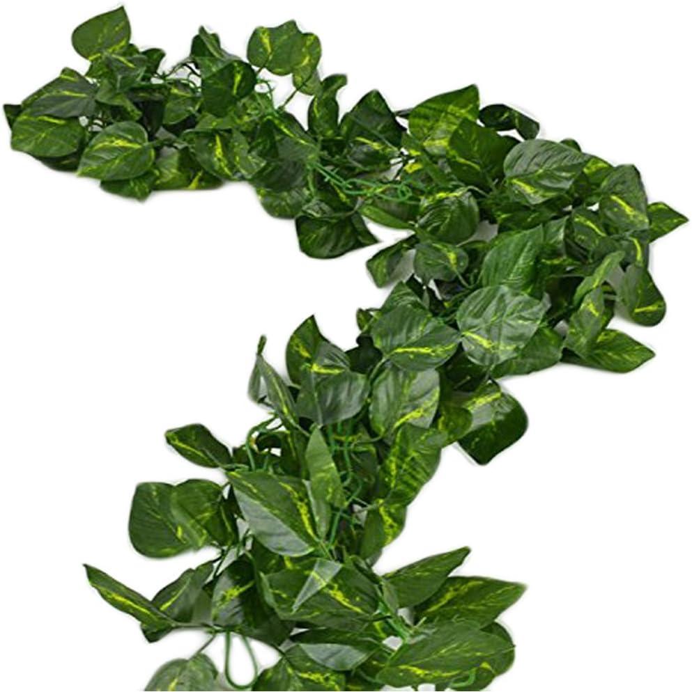 168 feet Fake Foliage Garland Leaves Decoration Artificial Greenery Ivy Vine Plants for Home Decor Indoor Outdoors (Artificial Scindapsus Leaves)