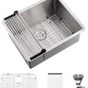 24 Inch Undermount Laundry Sink-Hovheir 24x19x12 Inch Stainless Steel Utility Sink 16 Gauge Stainless Steel Undermount Single Bowl Deep Laundry Room Sinks Outdoor with Bottom Grid (Brushed Nickel)
