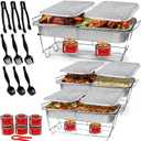 Large Full Size 33-Pcs Disposable Chaffing Buffet with-Covers, Utensils, Fuel Cans  Premium Chafing Dish Set for Events, Parties, Catering (Complete Kit (with Racks))