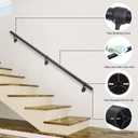 Stair Railing Indoor Metal Hand Rails for Indoor Stairs 1.5" Pipe Stair Handrail Aluminum Wall Mounted Indoor/Outdoor Handrail for Steps Black Industrial Handrail for Stairs (3 Feet)