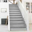 PURE ERA Bullnose Carpet Stair Treads Set Tape Free Non-Slip Indoor Stair Protectors Pet Friendly Rugs Covers Soft Skid Resistant Washable Reusable 9.5" x 30"(14 Pieces,Gray), 14 Pieces with Bullnose