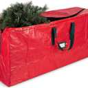 ZOBER Christmas Tree Storage Bag - Fits 9 Ft Artificial Trees - Plastic, Waterproof Christmas Tree Bag - Strong, Durable Handles - Labeling Card Slot - Red