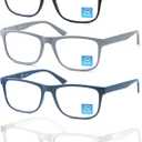 OLOMEE Blue Light Blocking Reading Glasses Mens Large Wide Oversized Square Computer Readers Glasses +1.75 for Men with Big Head/Large Face 4 Pack