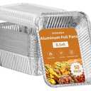 8.5x6 Aluminum Pans with Clear Lids - 38 Pack, 2.25 LB Capacity - Disposable Tin Foil Pans, Food Containers for Heating, Baking Cake, Storing, Roasting, Homemade Breads - Meal Prep, Takeout