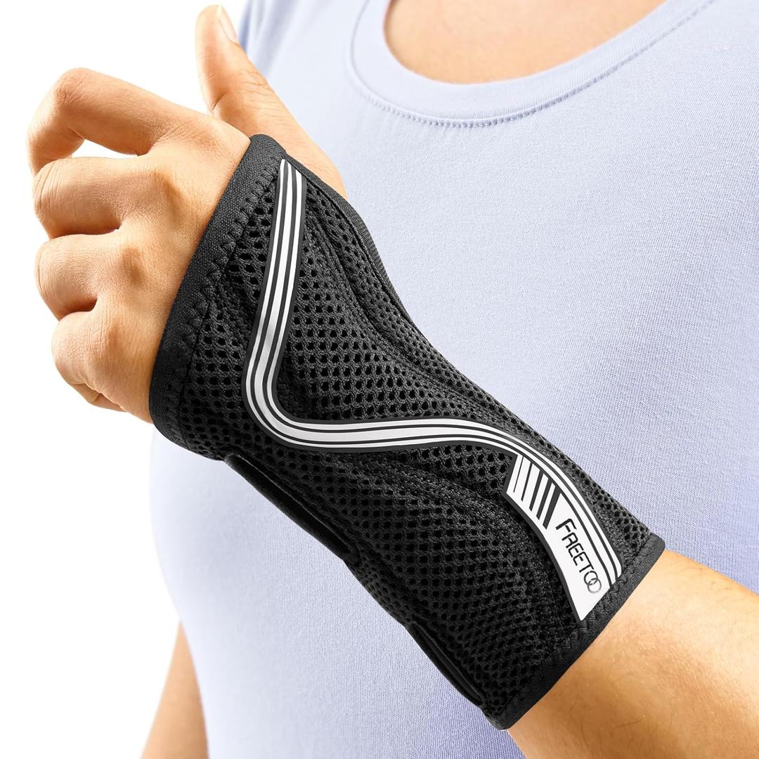 FREETOO Wrist Brace for Carpal Tunnel,[New Upgrade-Anatomically shaped] Adjustable Wrist Support Splint for Men and Women,Hand Brace for Pain Relief, Tendinitis,Arthritis,Left Hand,Medium