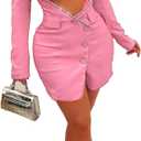 Nagfar Women Rhinestone Dresses Birthday Party Club Bling Birthday Outfits Sexy Dress for Women (XX-Large)