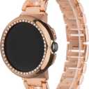 Women Bands with Case Compatible with Google Pixel Watch 4/3 45mm 41mm Watch2 Watch1, Metal bling Luxurious Dressy Replacement Wristbands, Silver Black Rose Gold