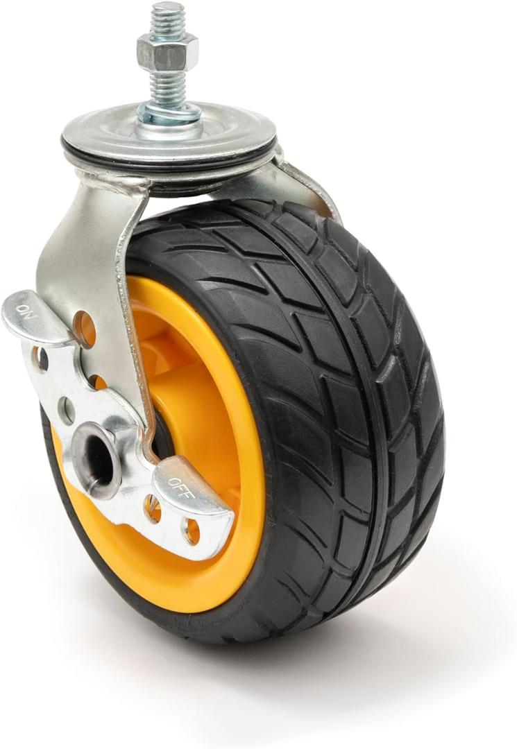 Rock-N-Roller Ground Glider Caster with Brake 6" x 3" 2-Pack for R14G & R16RT Multi-Carts (Black)