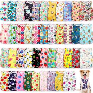 42 Pcs Dog Shirts Sleeveless, Soft Breathable Summer Puppy Clothes, Cute Printed Pet T-Shirt Vest Bulk Pack for Small Medium Large Dogs Pet Cat Hawaiian Clothing Daily Wear(L)