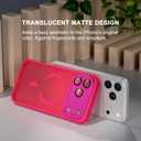 Misea Magnetic for iPhone 17 Pro Case Compatible with MagSafe [Military Grade Drop Protection] Full Camera Lens Protector Translucent Matte Phone Case for Women Girls 6.3 inch, Hot Pink